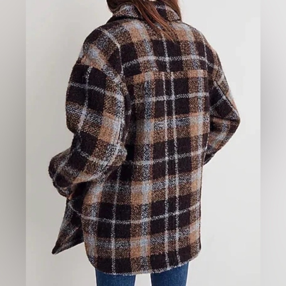 NWT $268 Madewell Belrose Shirt Jacket Coat in Cassel Plaid Size M - Picture 4 of 8